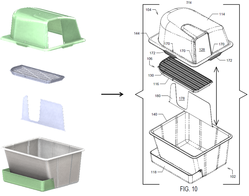 Pet Box Design Drawing converted to Utility Patent Illustration
